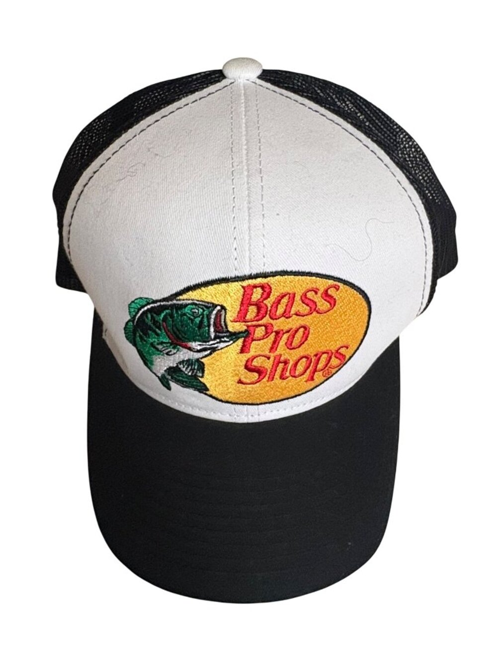 Bass Pro Shops Youth Kids Mesh Snapback Trucker Hat Cap Black White One Size